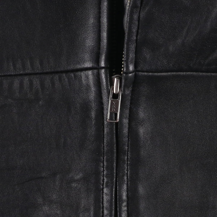 Boston Harbor Padded Swing-Top Leather Blouson, Men's Size L genuine leather black type Vintage Second Hand
