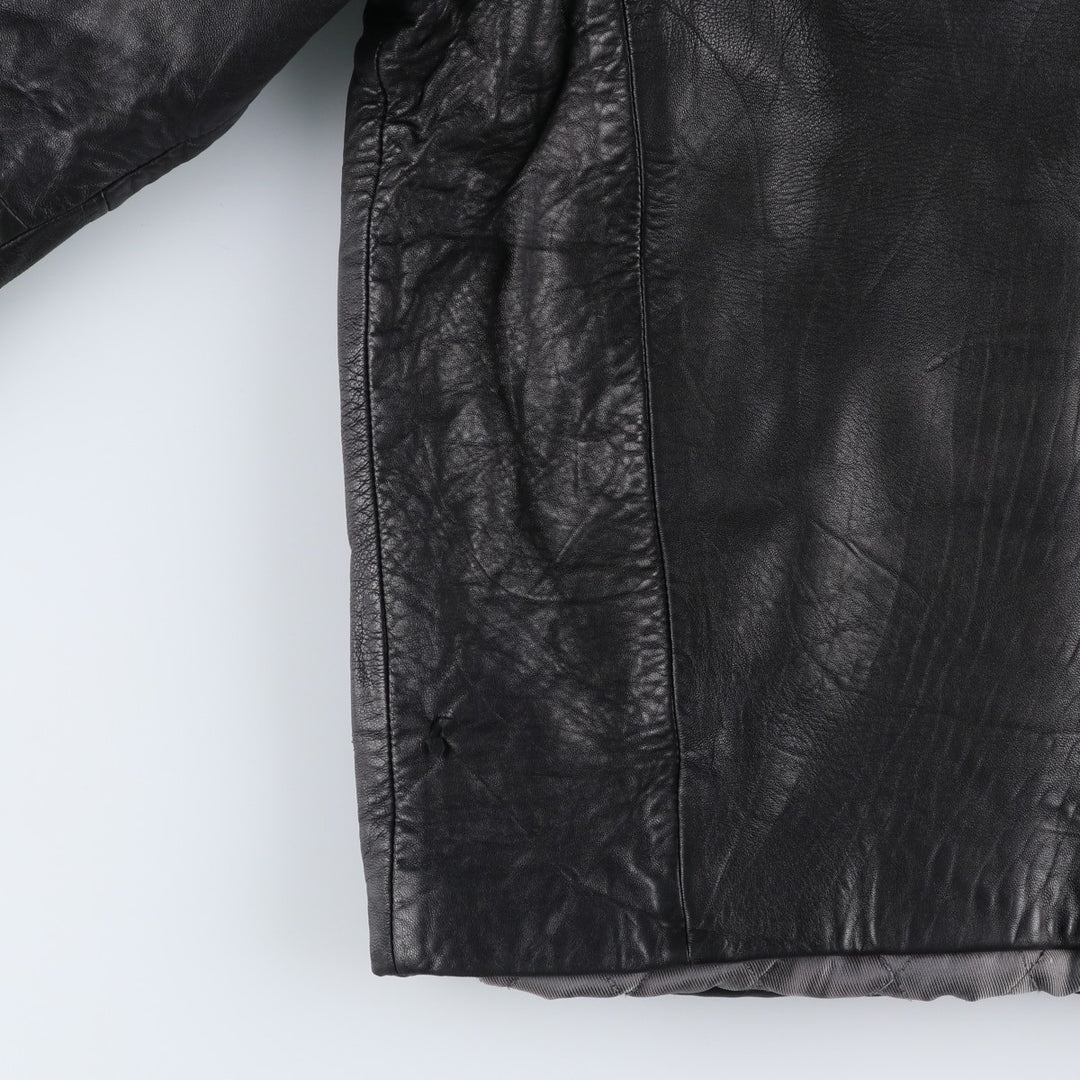 Boston Harbor Padded Swing-Top Leather Blouson, Men's Size L genuine leather black type Vintage Second Hand