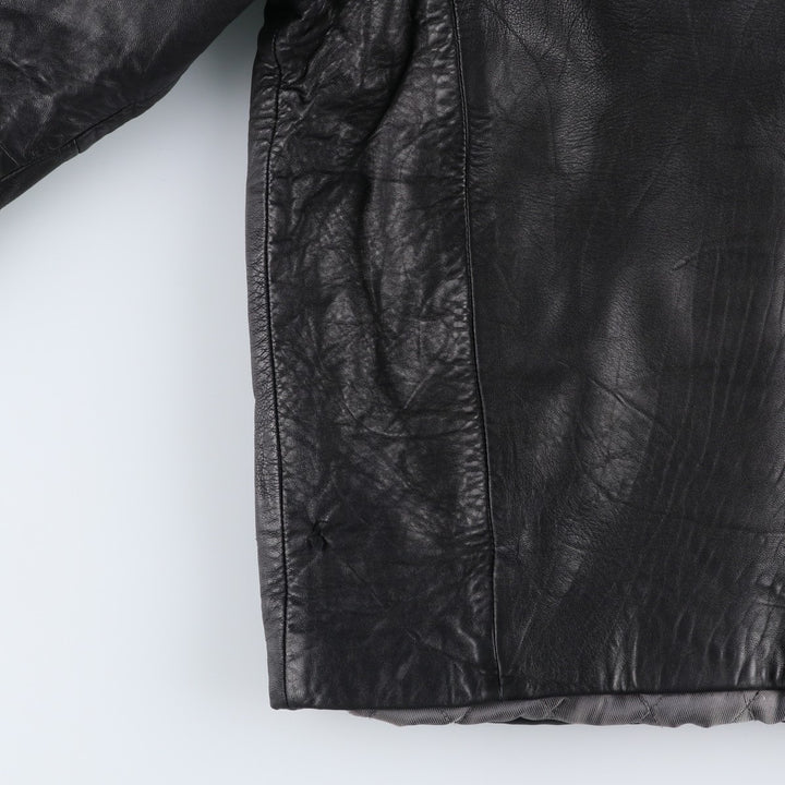 Boston Harbor Padded Swing-Top Leather Blouson, Men's Size L genuine leather black type Vintage Second Hand