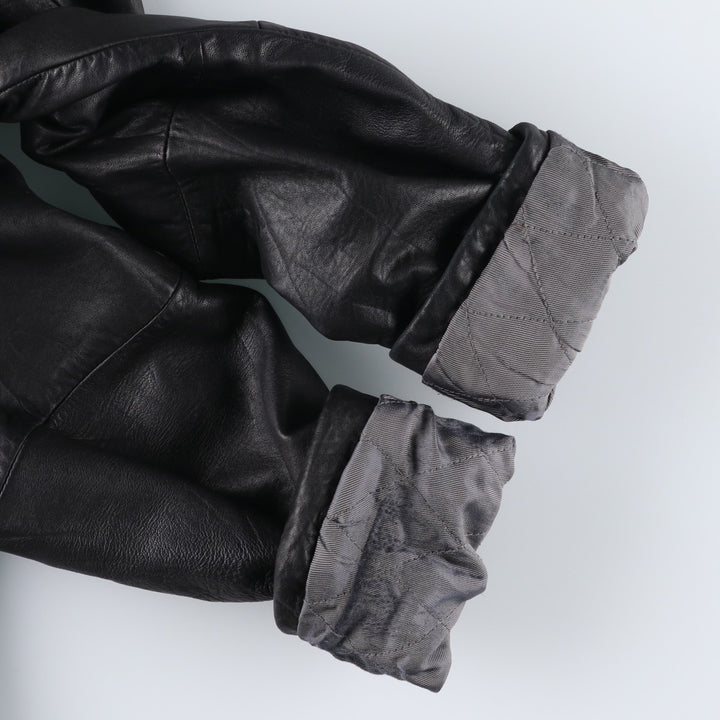 Boston Harbor Padded Swing-Top Leather Blouson, Men's Size L genuine leather black type Vintage Second Hand