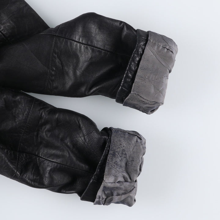 Boston Harbor Padded Swing-Top Leather Blouson, Men's Size L genuine leather black type Vintage Second Hand