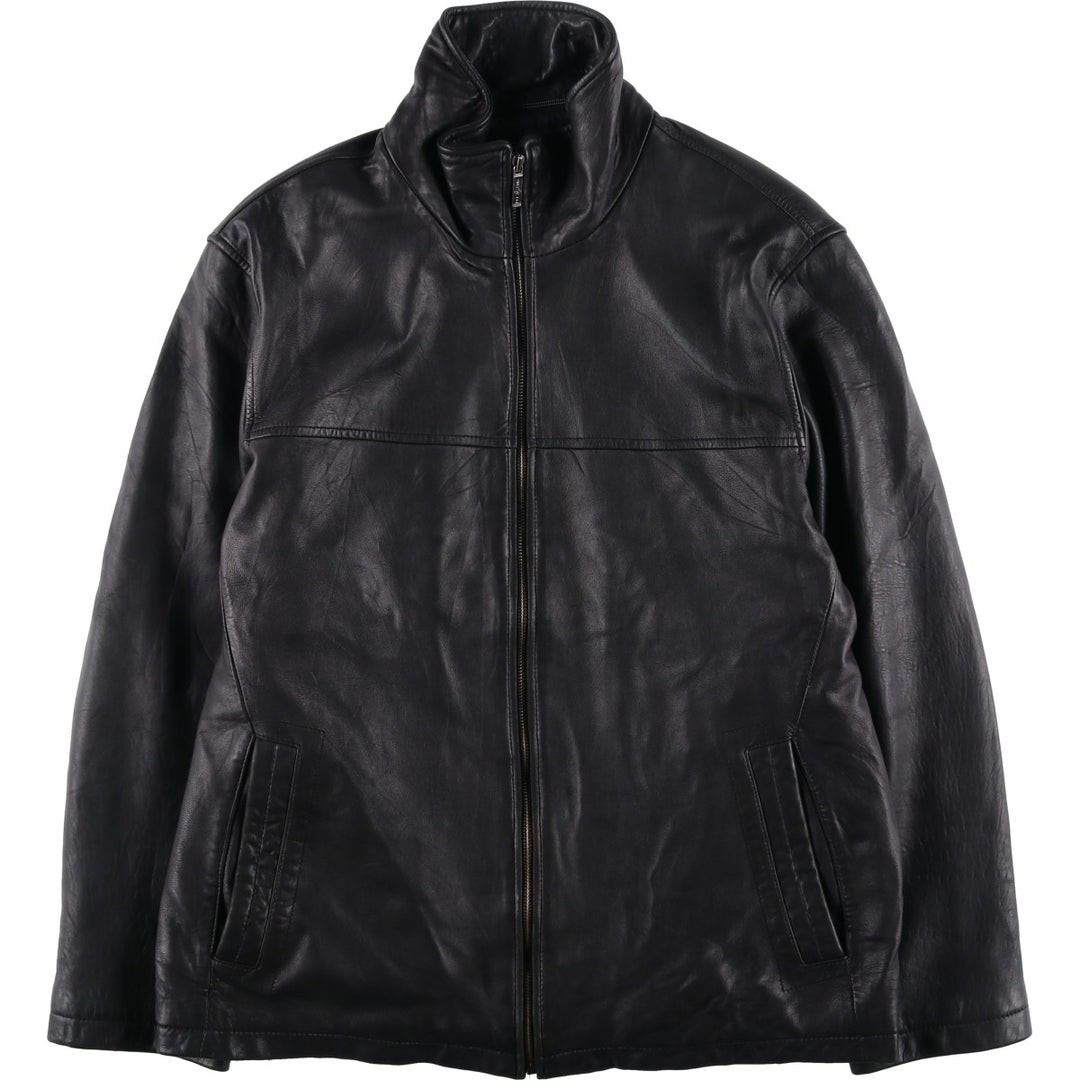 PRE END padded leather jacket, men's size L Genuine Leather Lamb Leather black type Vintage Second Hand