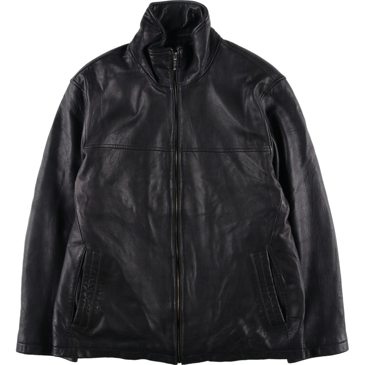 PRE END padded leather jacket, men's size L Genuine Leather Lamb Leather black type Vintage Second Hand