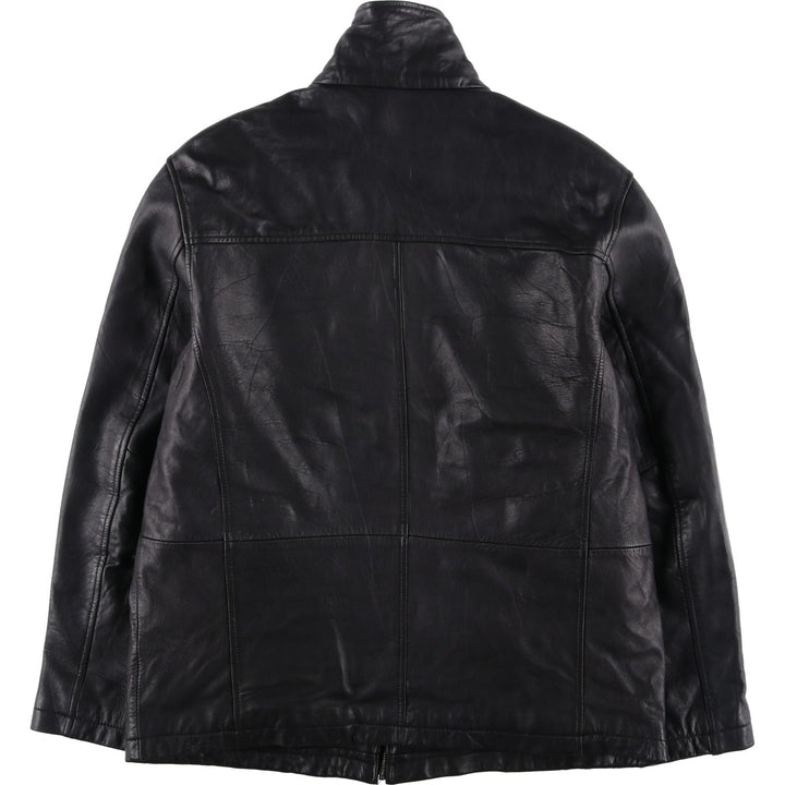 PRE END padded leather jacket, men's size L Genuine Leather Lamb Leather black type Vintage Second Hand