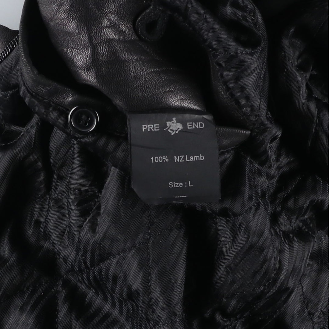 PRE END padded leather jacket, men's size L Genuine Leather Lamb Leather black type Vintage Second Hand