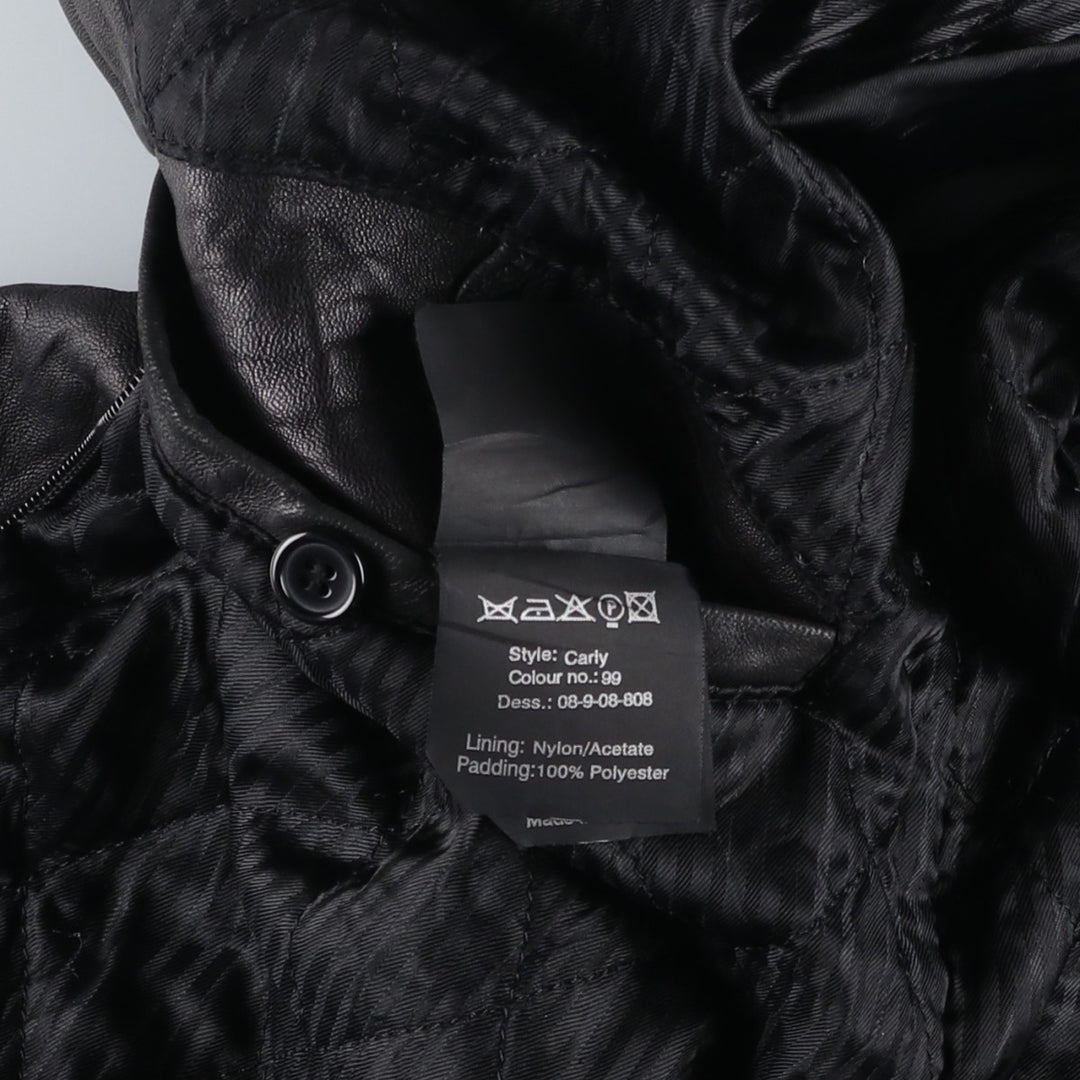 PRE END padded leather jacket, men's size L Genuine Leather Lamb Leather black type Vintage Second Hand