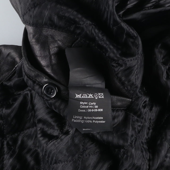 PRE END padded leather jacket, men's size L Genuine Leather Lamb Leather black type Vintage Second Hand