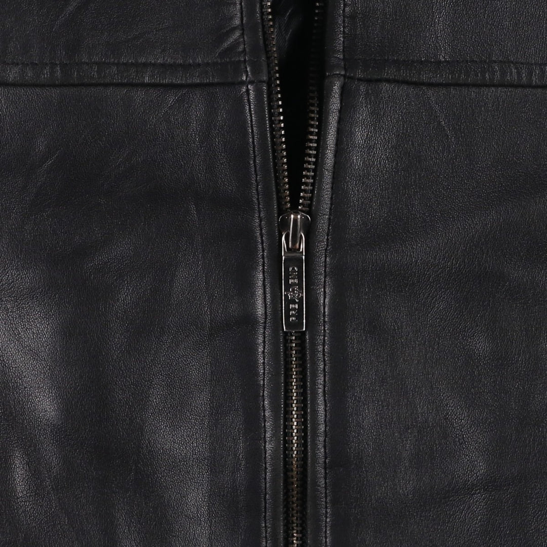 PRE END padded leather jacket, men's size L Genuine Leather Lamb Leather black type Vintage Second Hand