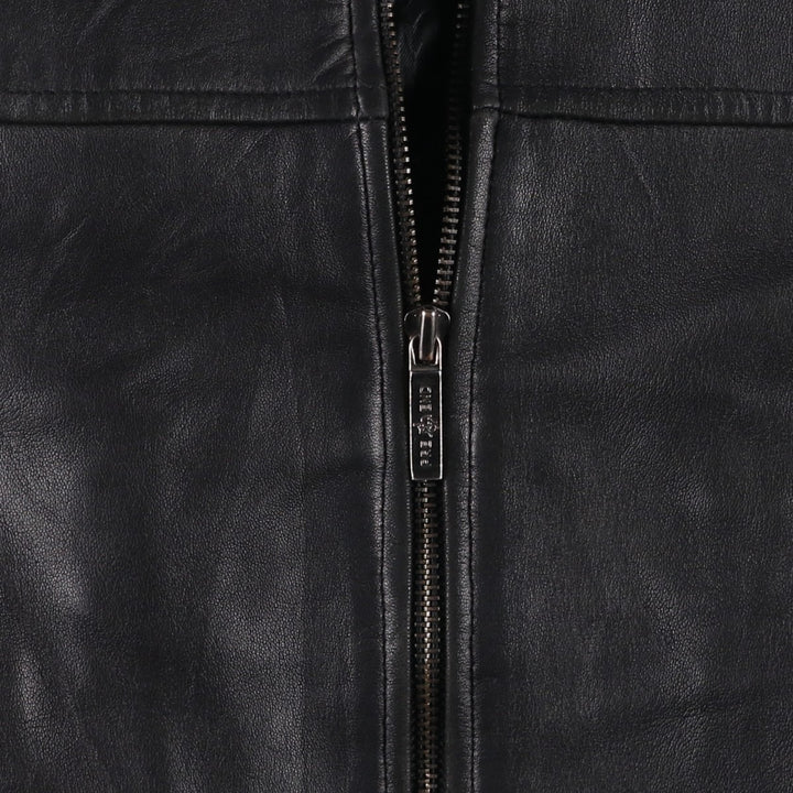 PRE END padded leather jacket, men's size L Genuine Leather Lamb Leather black type Vintage Second Hand