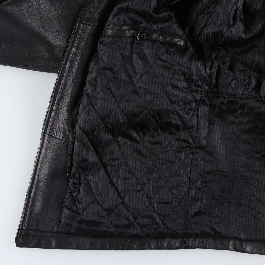 PRE END padded leather jacket, men's size L Genuine Leather Lamb Leather black type Vintage Second Hand