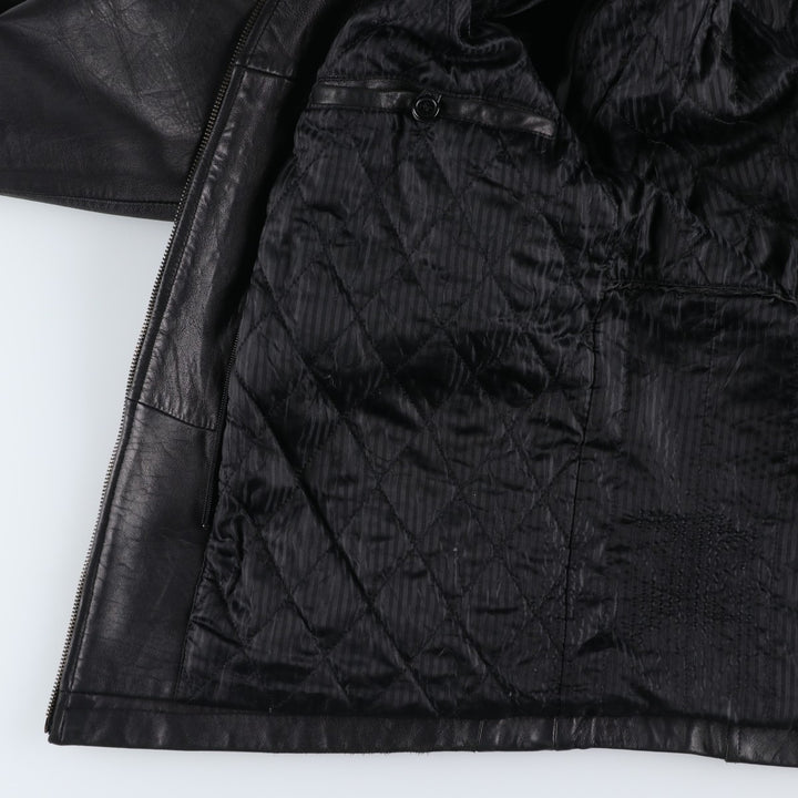 PRE END padded leather jacket, men's size L Genuine Leather Lamb Leather black type Vintage Second Hand