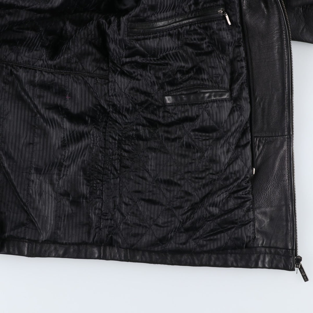 PRE END padded leather jacket, men's size L Genuine Leather Lamb Leather black type Vintage Second Hand