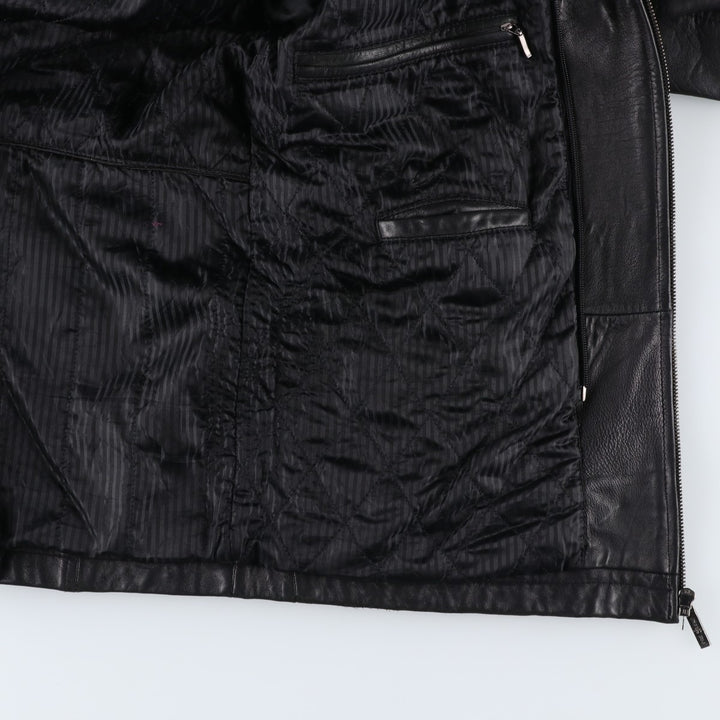 PRE END padded leather jacket, men's size L Genuine Leather Lamb Leather black type Vintage Second Hand