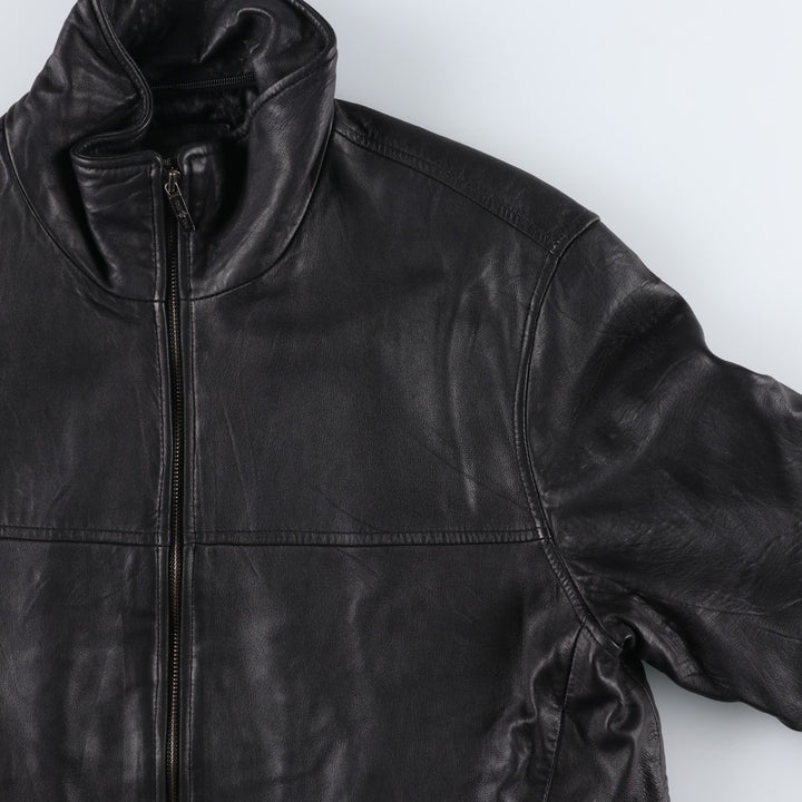 PRE END padded leather jacket, men's size L Genuine Leather Lamb Leather black type Vintage Second Hand