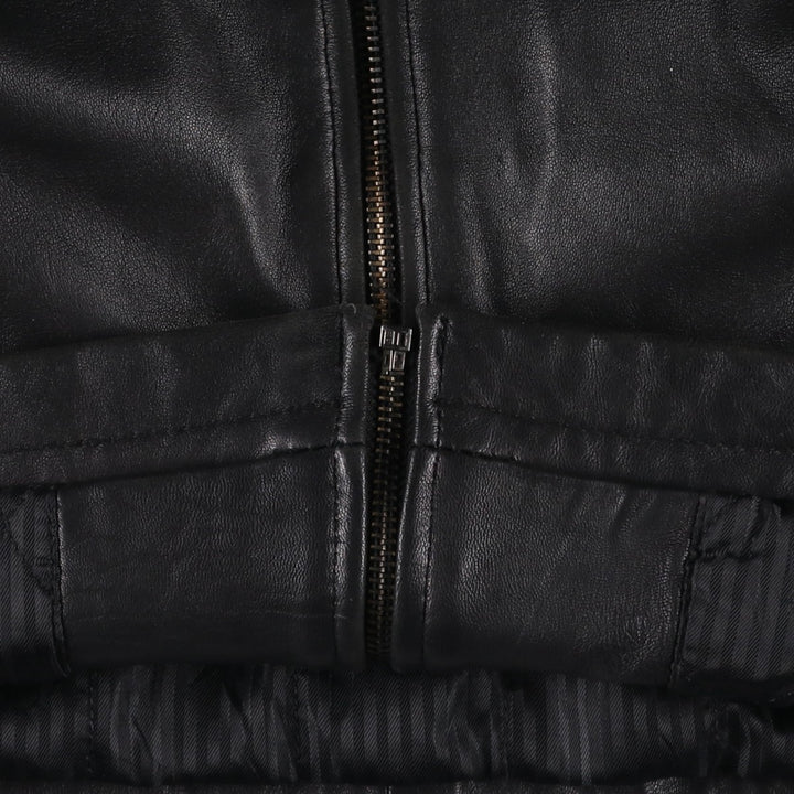 PRE END padded leather jacket, men's size L Genuine Leather Lamb Leather black type Vintage Second Hand