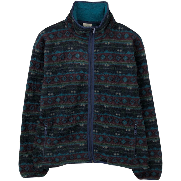 Vintage LL Bean Fair Isle Pattern Fleece Jacket from the 1980'S and 1990s, Men's Size L unclear navy blue type Vintage Second Hand