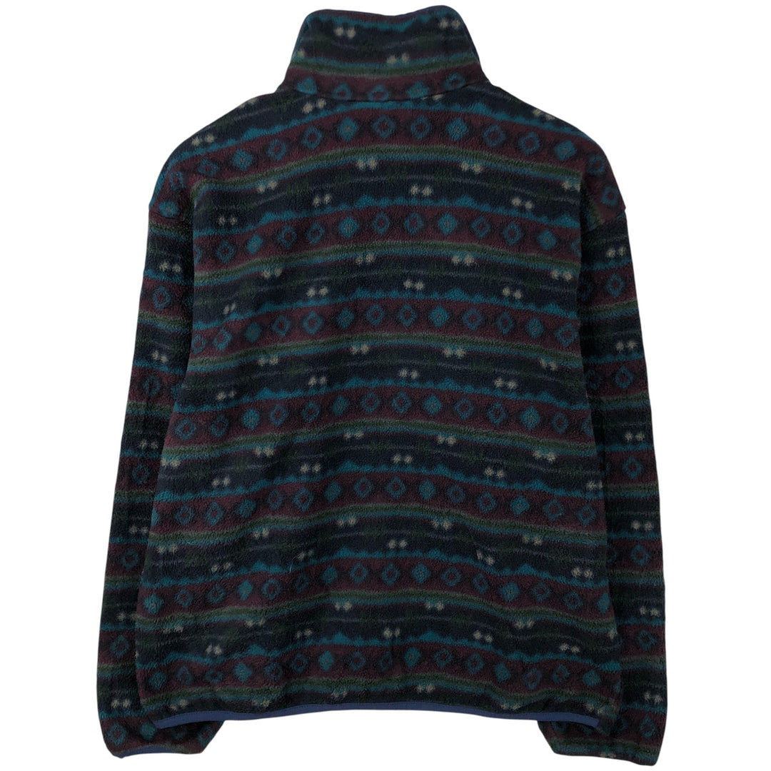 Vintage LL Bean Fair Isle Pattern Fleece Jacket from the 1980'S and 1990s, Men's Size L unclear navy blue type Vintage Second Hand