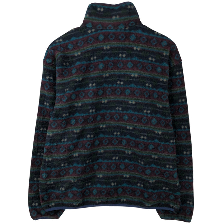 Vintage LL Bean Fair Isle Pattern Fleece Jacket from the 1980'S and 1990s, Men's Size L unclear navy blue type Vintage Second Hand