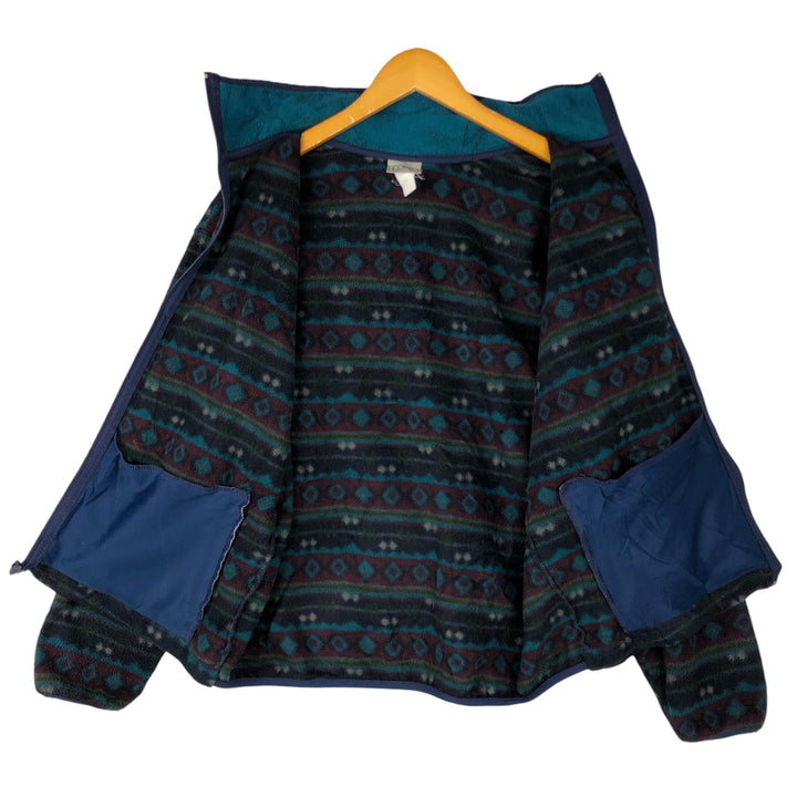 Vintage LL Bean Fair Isle Pattern Fleece Jacket from the 1980'S and 1990s, Men's Size L unclear navy blue type Vintage Second Hand