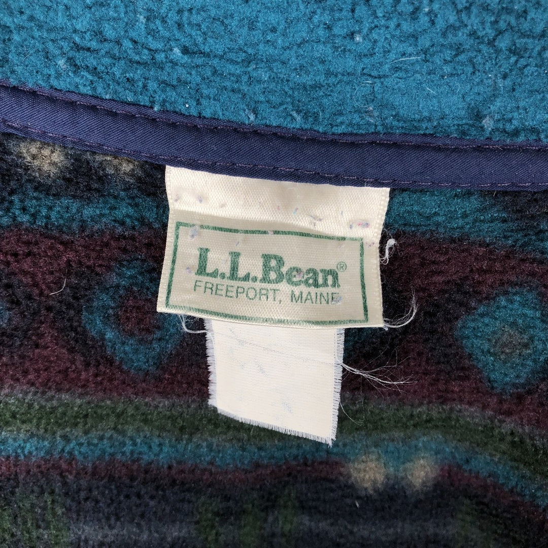Vintage LL Bean Fair Isle Pattern Fleece Jacket from the 1980'S and 1990s, Men's Size L unclear navy blue type Vintage Second Hand