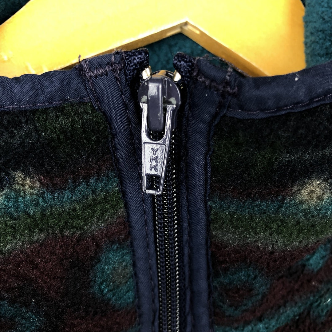 Vintage LL Bean Fair Isle Pattern Fleece Jacket from the 1980'S and 1990s, Men's Size L unclear navy blue type Vintage Second Hand