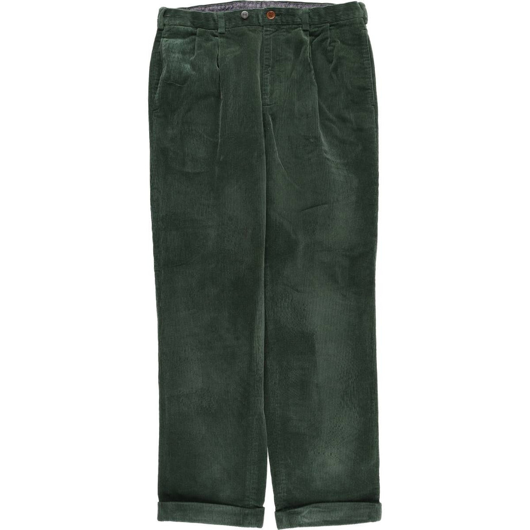 Brooks Brothers ELLIOT Two-Pleated Corduroy Pants, Men's, Size W34 cotton Green type dark green Vintage Second Hand