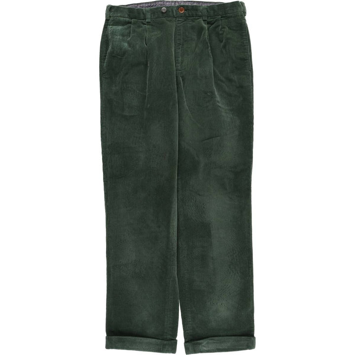 Brooks Brothers ELLIOT Two-Pleated Corduroy Pants, Men's, Size W34 cotton Green type dark green Vintage Second Hand