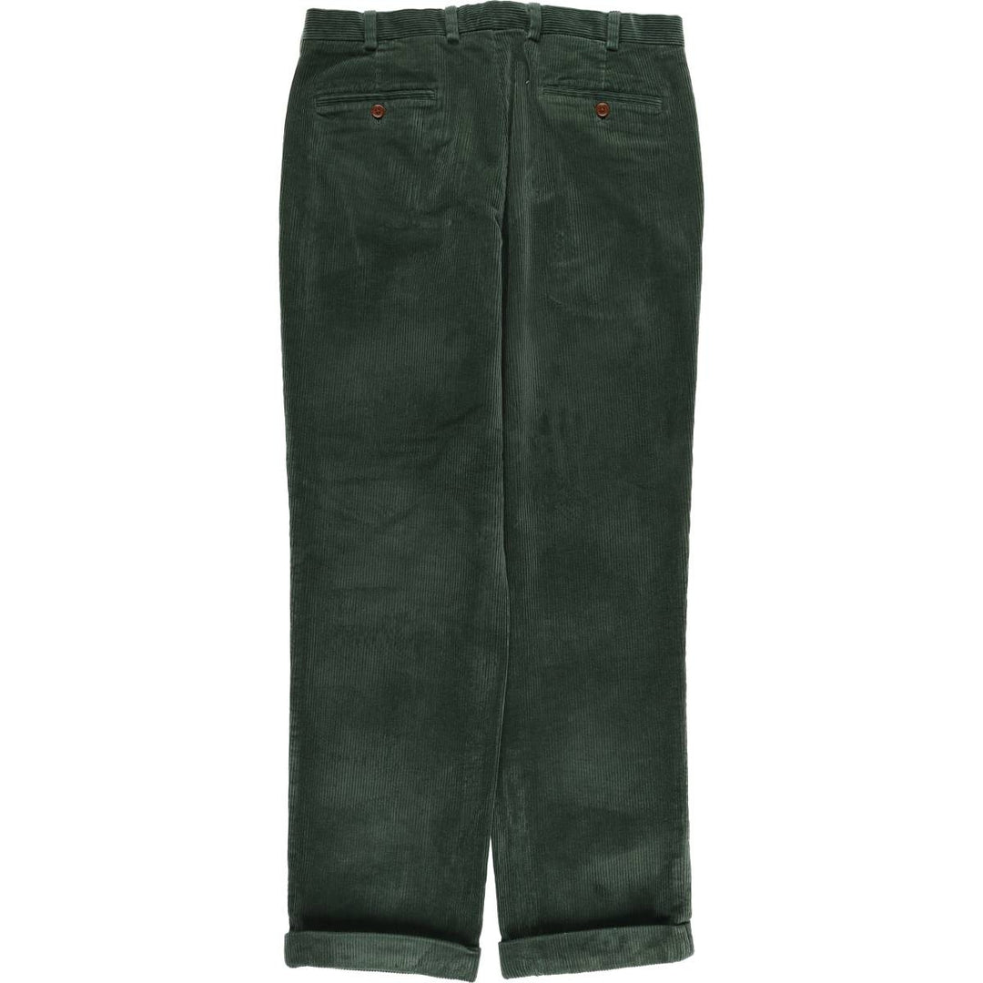 Brooks Brothers ELLIOT Two-Pleated Corduroy Pants, Men's, Size W34 cotton Green type dark green Vintage Second Hand