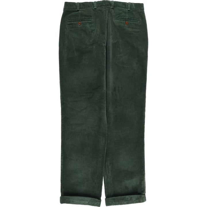 Brooks Brothers ELLIOT Two-Pleated Corduroy Pants, Men's, Size W34 cotton Green type dark green Vintage Second Hand