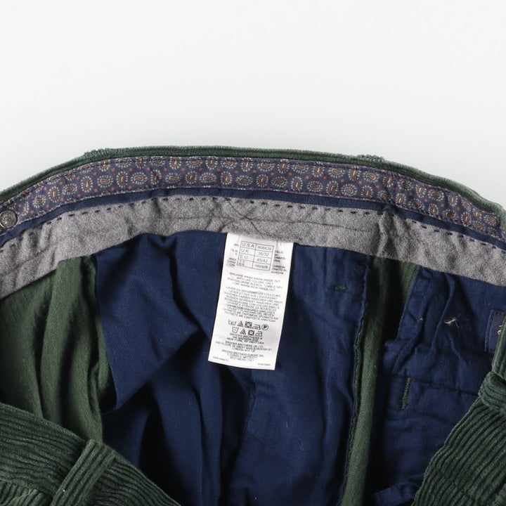 Brooks Brothers ELLIOT Two-Pleated Corduroy Pants, Men's, Size W34 cotton Green type dark green Vintage Second Hand