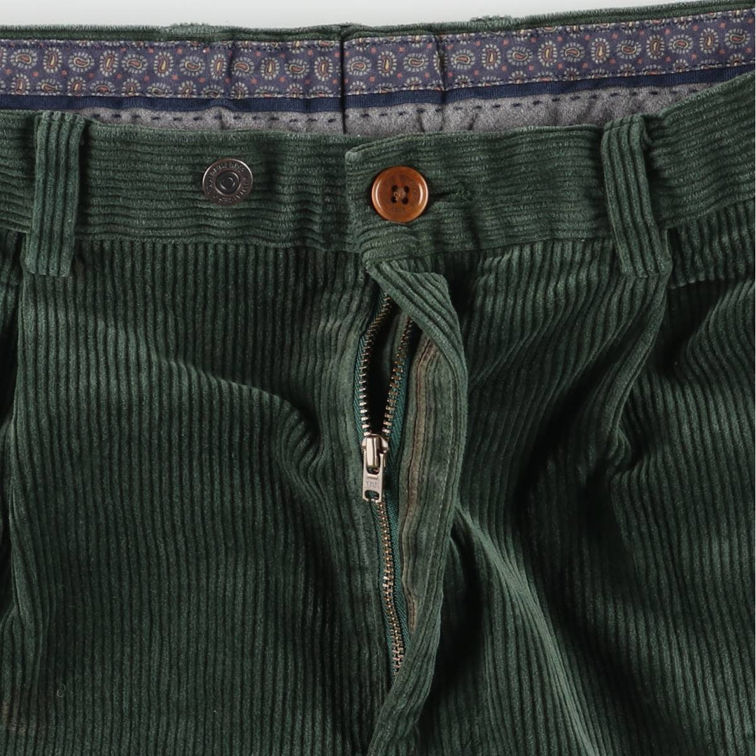 Brooks Brothers ELLIOT Two-Pleated Corduroy Pants, Men's, Size W34 cotton Green type dark green Vintage Second Hand
