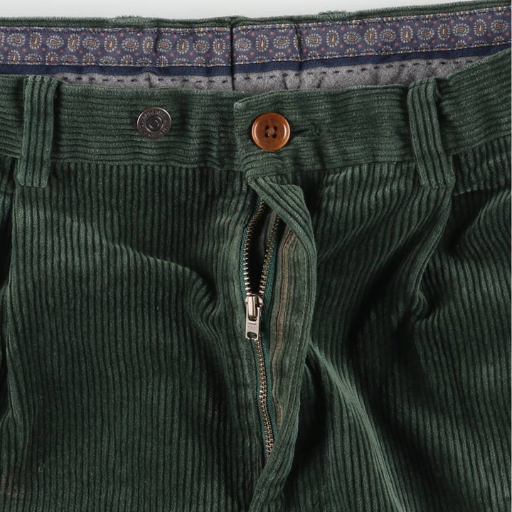 Brooks Brothers ELLIOT Two-Pleated Corduroy Pants, Men's, Size W34 cotton Green type dark green Vintage Second Hand