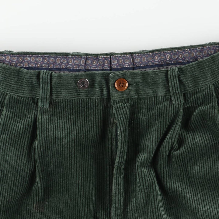 Brooks Brothers ELLIOT Two-Pleated Corduroy Pants, Men's, Size W34 cotton Green type dark green Vintage Second Hand
