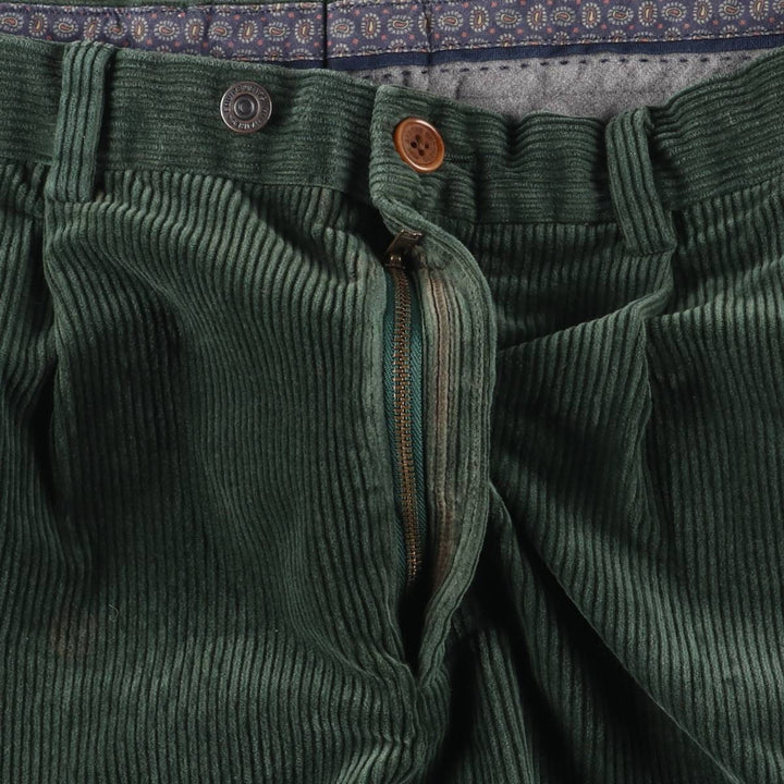 Brooks Brothers ELLIOT Two-Pleated Corduroy Pants, Men's, Size W34 cotton Green type dark green Vintage Second Hand