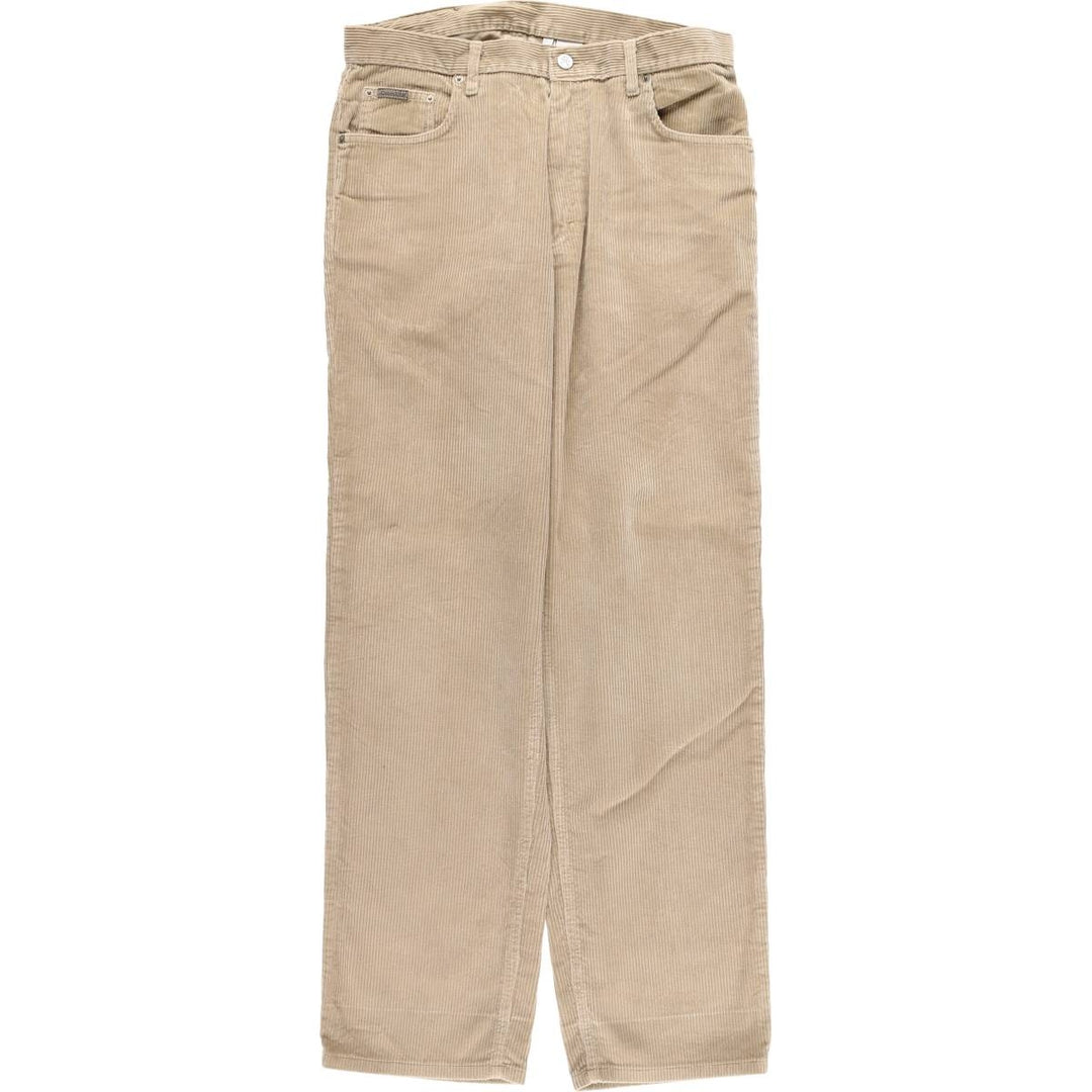 Calvin Klein Jeans Wide Ribbed Corduroy Pants, Made in USA, Men's, Size W32 cotton Beige type Vintage Second Hand