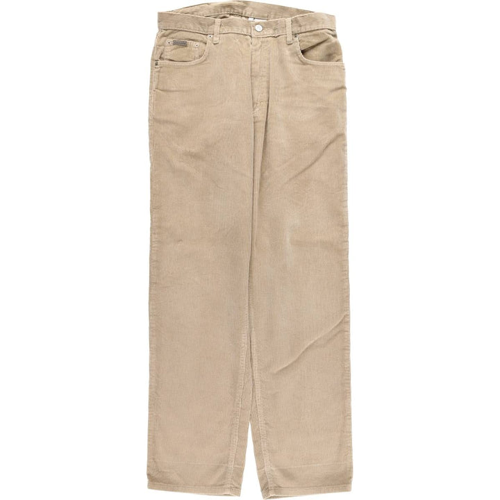 Calvin Klein Jeans Wide Ribbed Corduroy Pants, Made in USA, Men's, Size W32 cotton Beige type Vintage Second Hand