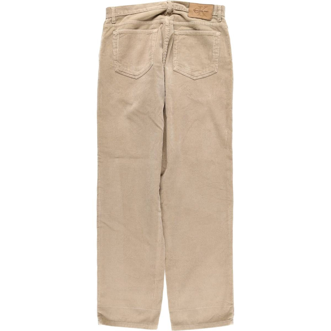 Calvin Klein Jeans Wide Ribbed Corduroy Pants, Made in USA, Men's, Size W32 cotton Beige type Vintage Second Hand