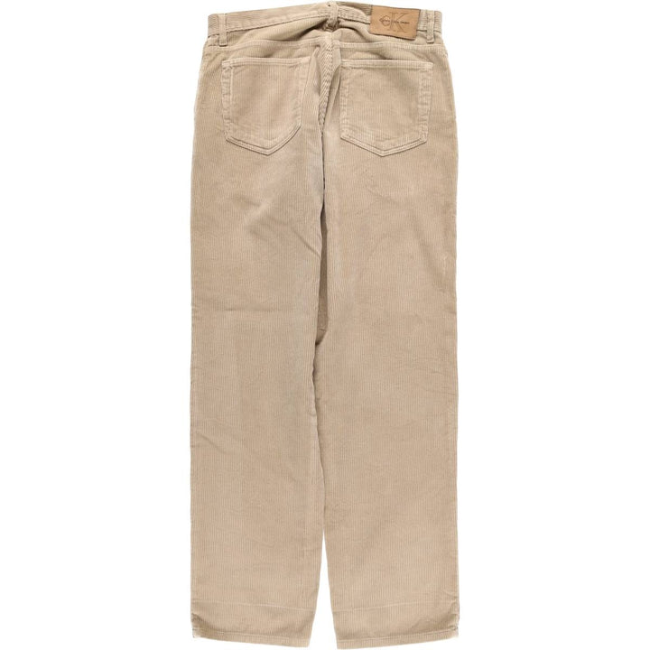 Calvin Klein Jeans Wide Ribbed Corduroy Pants, Made in USA, Men's, Size W32 cotton Beige type Vintage Second Hand