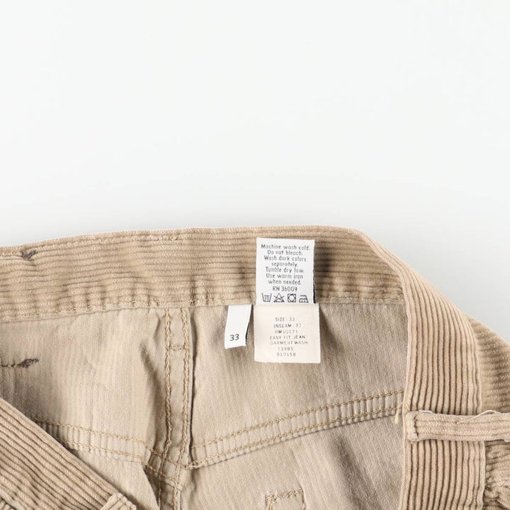 Calvin Klein Jeans Wide Ribbed Corduroy Pants, Made in USA, Men's, Size W32 cotton Beige type Vintage Second Hand