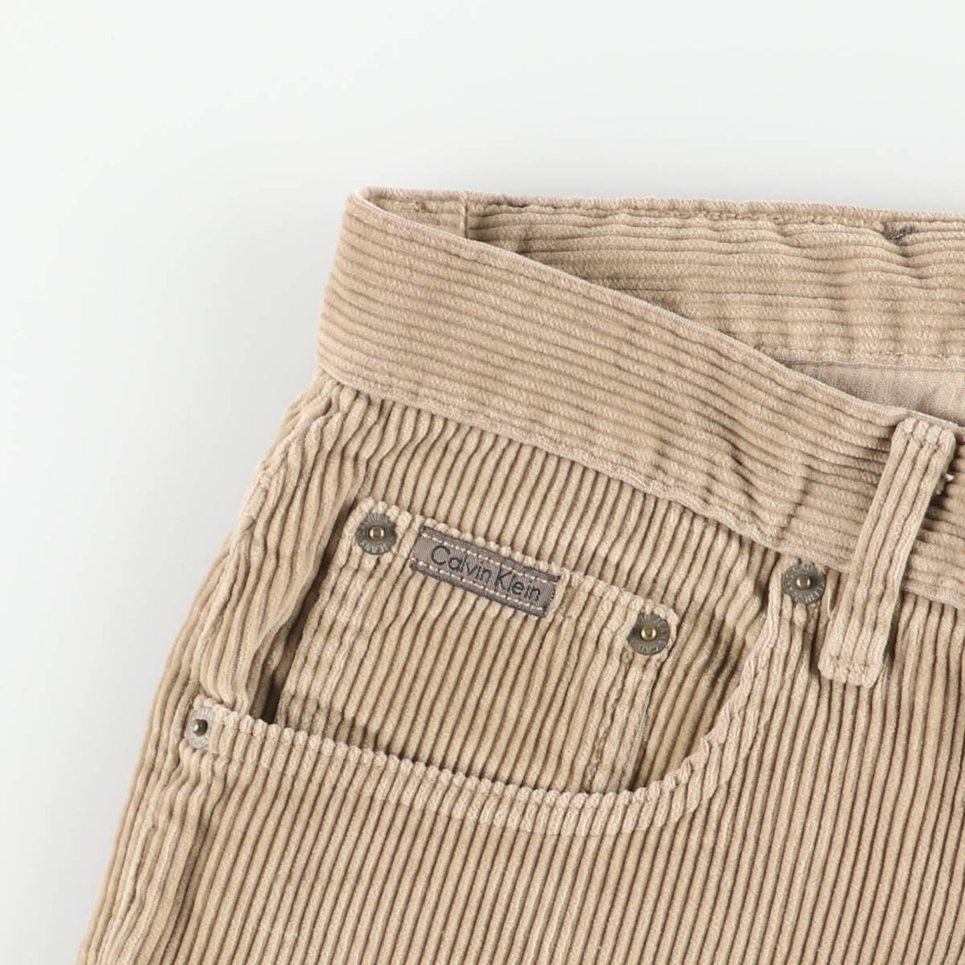 Calvin Klein Jeans Wide Ribbed Corduroy Pants, Made in USA, Men's, Size W32 cotton Beige type Vintage Second Hand