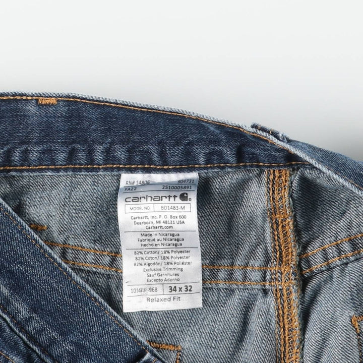 Carhartt Relaxed Fit Tapered Denim Pants for Men, W34 equivalent cotton blue type Vintage Second Hand