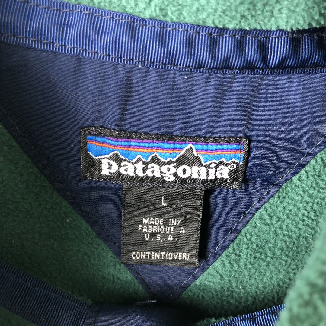 90s-00'S Patagonia Half-Snap Fleece Top, Made in USA, Men's Size L polyester green type Vintage Second Hand