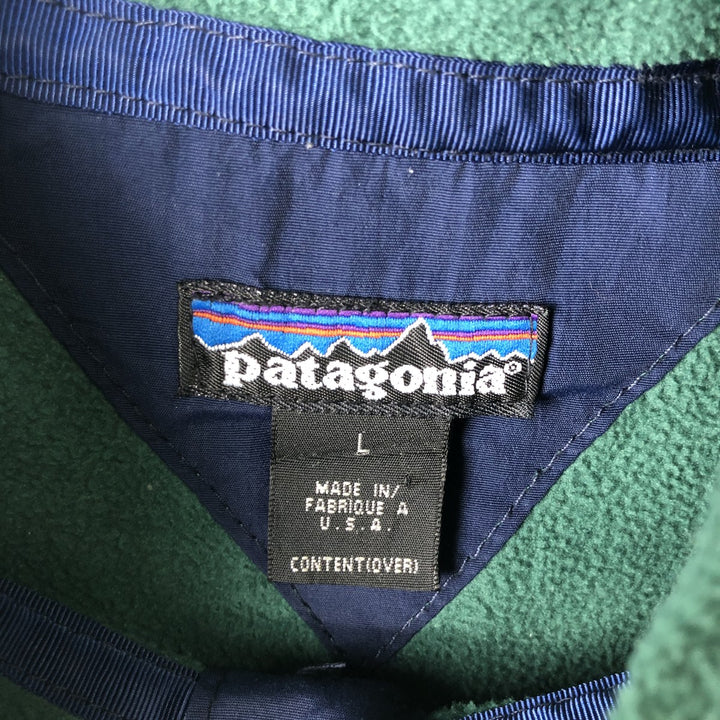 90s-00'S Patagonia Half-Snap Fleece Top, Made in USA, Men's Size L polyester green type Vintage Second Hand