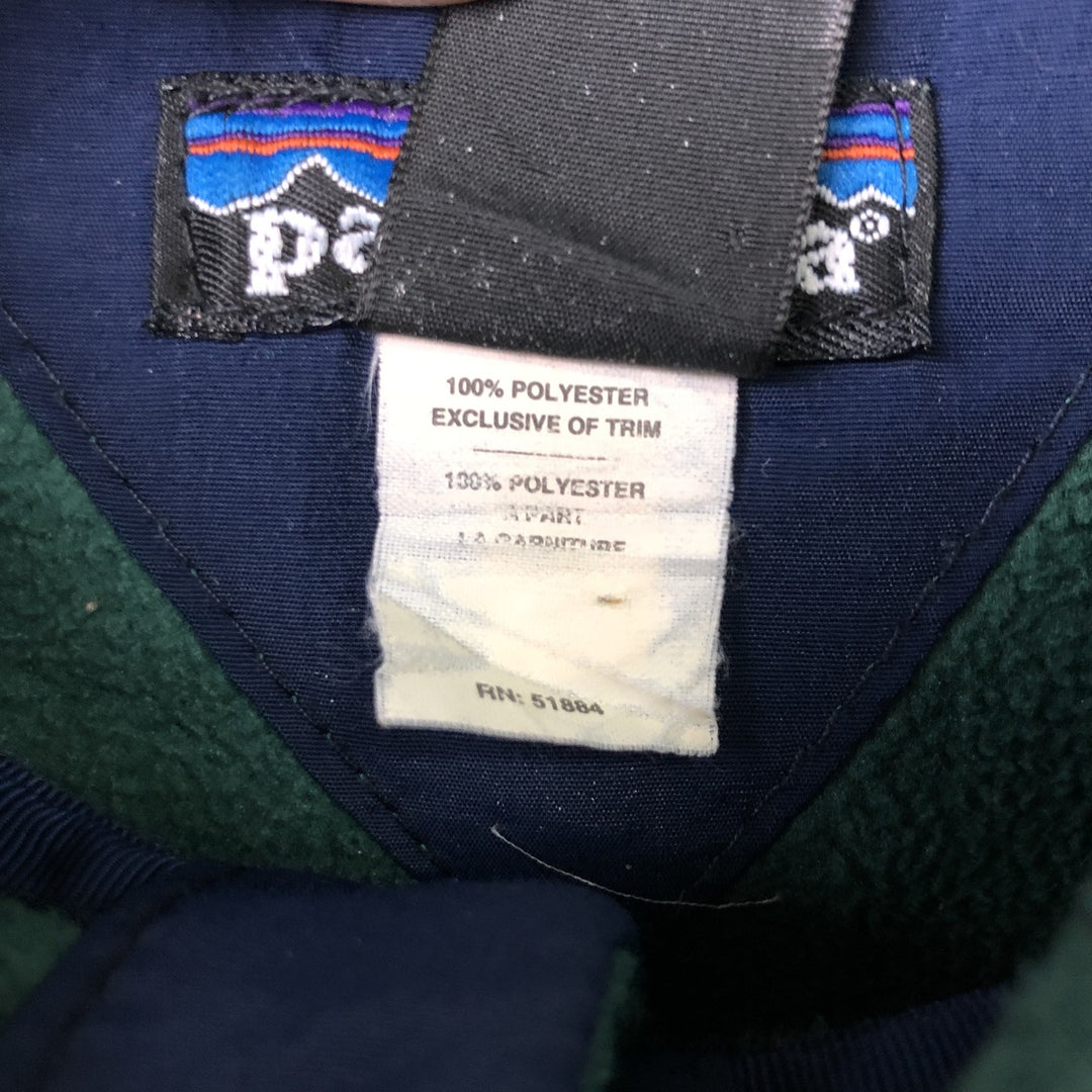 90s-00'S Patagonia Half-Snap Fleece Top, Made in USA, Men's Size L polyester green type Vintage Second Hand