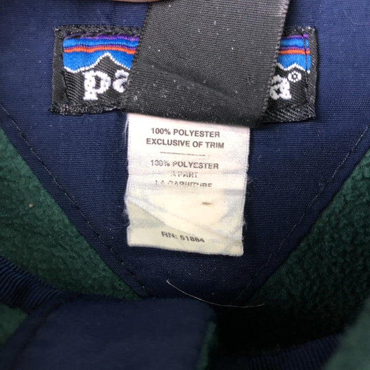 90s-00'S Patagonia Half-Snap Fleece Top, Made in USA, Men's Size L polyester green type Vintage Second Hand