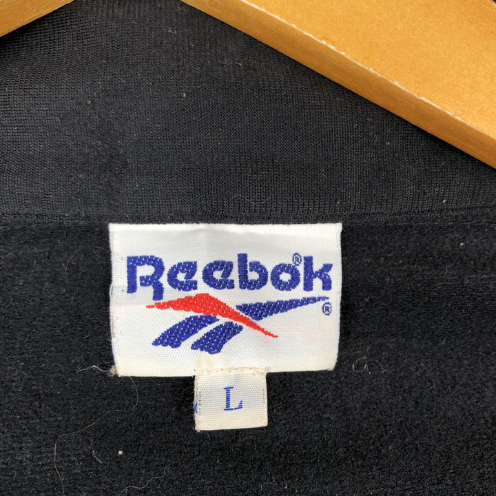 90'S Reebok Back Logo Jersey Track Jacket, Men's Size L, Vintage polyester black type Vintage Second Hand