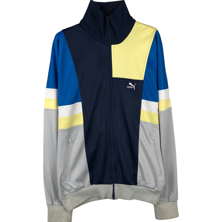 Vintage 80'S Puma Crazy Pattern Jersey Track Jacket, Men's Size XL polyester navy blue type Vintage Second Hand