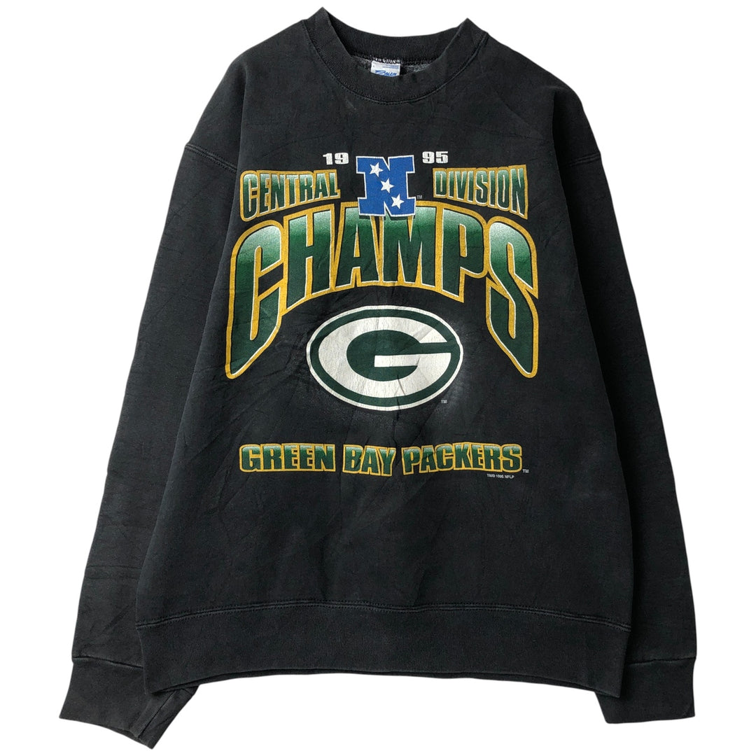 Vintage 90'S SALEM NFL Green Bay Packers Print Sweatshirt, Made in USA, Men's Size L cotton black type Vintage Second Hand