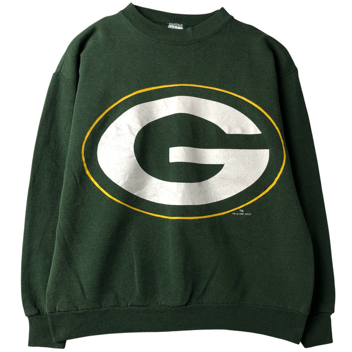 Vintage '90'S Logo Seven NFL Green Bay Packers logo sweatshirt, Made in USA, Men's Size Medium cotton dark green Vintage Second Hand
