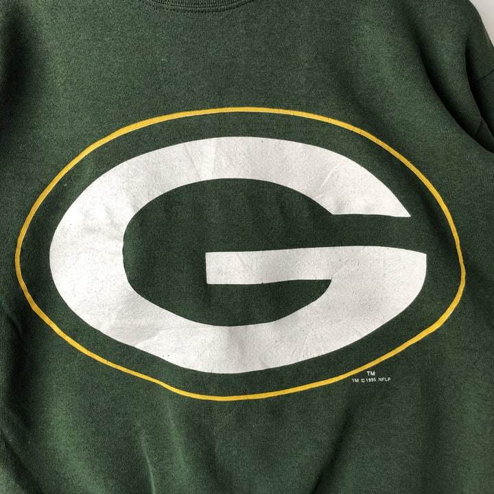 Vintage '90'S Logo Seven NFL Green Bay Packers logo sweatshirt, Made in USA, Men's Size Medium cotton dark green Vintage Second Hand